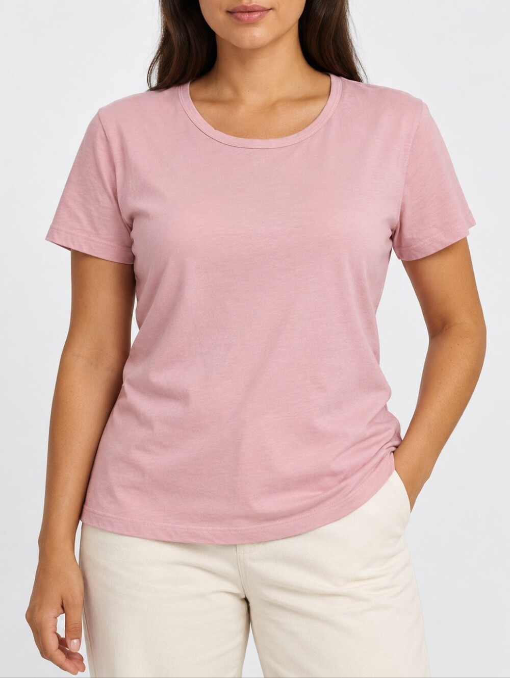 Sunspel Women's Classic Cotton T-Shirt Shell Pink Made in England L Quiet Luxury